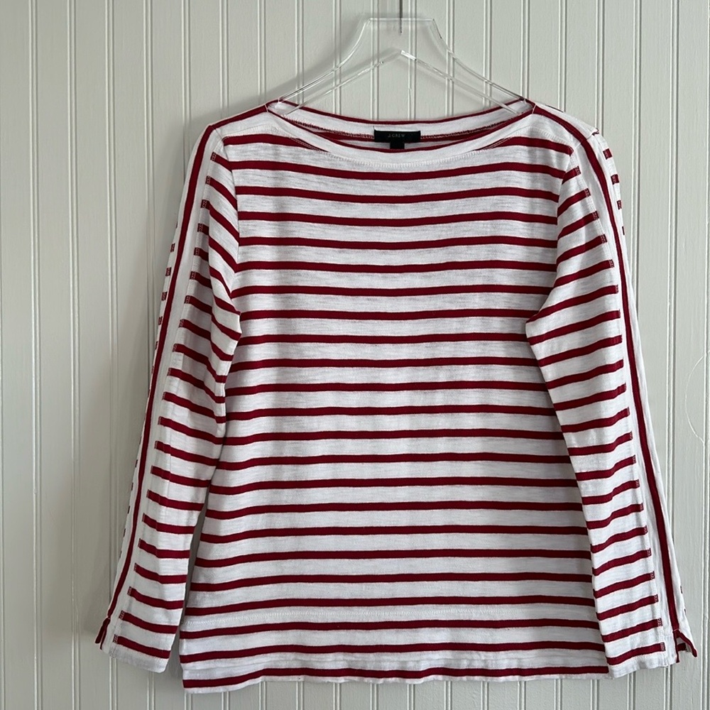 J. Crew Striped Red and White Women's Top